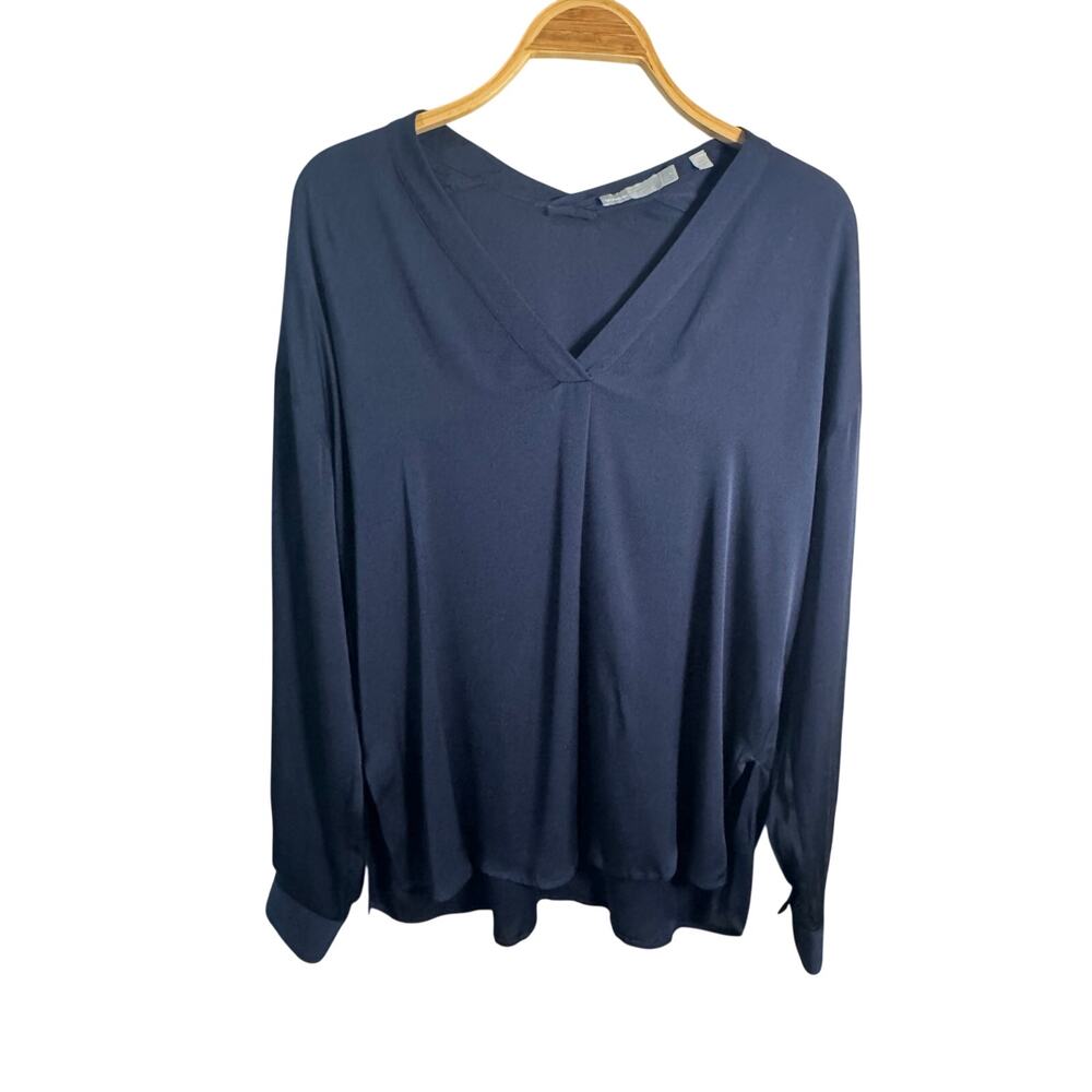 Aritzia Vince Navy Blue Silk Top Blouse Size 6